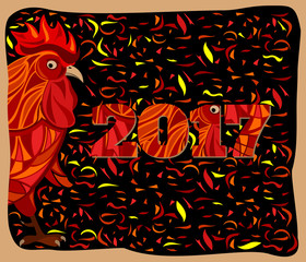 Stylized red rooster, chinese new year vector illustration