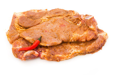 Roast beef in spice crust isolated on white background.