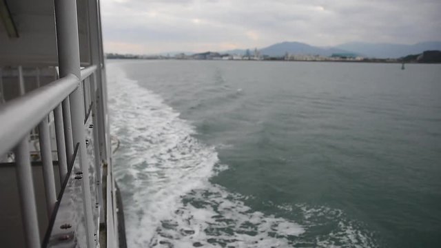 boat ride use for transporting vehicles, foods, and people to Nokonoshima island in Fukuoka, Japan