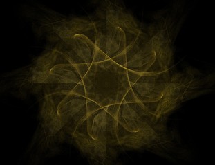 Particles of abstract fractal forms on the subject of nuclear physics science and graphic design. Geometry sacred futuristic