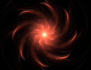 Abstract fractal red background with crossing circles and ovals. disco lights. Motion illustration.