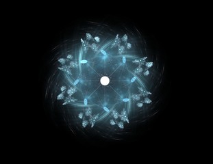 Abstract fractal color background with crossing circles and ovals. Motion illustration.