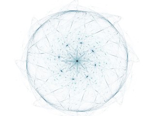 Particles of abstract fractal forms on the subject of nuclear physics science and graphic design. Geometry sacred futuristic