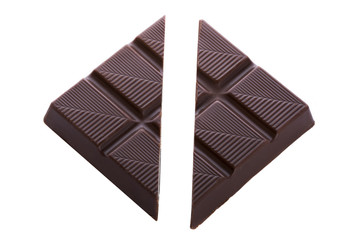 Smal piece of chocolate bar  isolated at white background