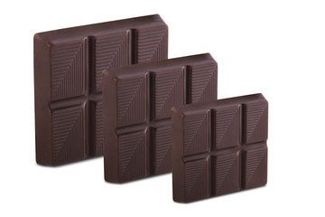 Smal piece of chocolate bar  isolated at white background