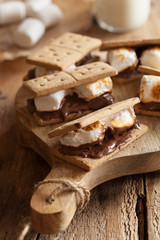 homemade marshmallow s'mores with chocolate on crackers
