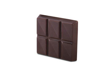 Smal piece of chocolate bar  isolated at white background