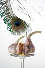 Garlic on a reversed glass