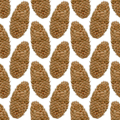 Pine cone seamless watercolor pattern