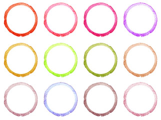 Set of Hand drawn watercolor circle frames.