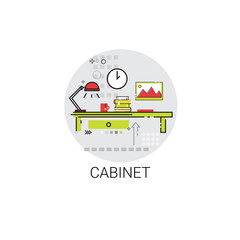 Cabinet Workplace Desk Computer Workspace Office Icon Vector Illustration