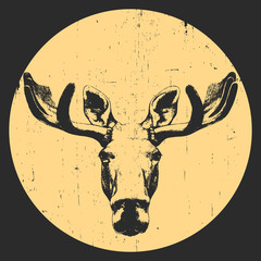 Obraz premium Portrait of Moose. Hand drawn illustration. Vector.