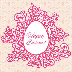 Happy Easter! Frame in the form of eggs with floral elements