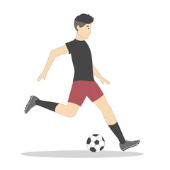 Isolated football player with ball on white background. Soccer player. Man in uniform.