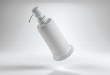 Blank pump top lotion bottle tipped over