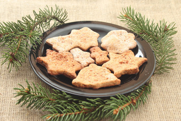 Christmas cookies and tree branches
