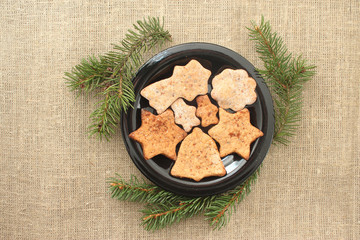 Christmas cookies and tree branches