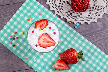 Tasty sweet ice cream dessert