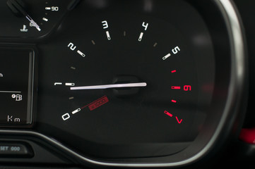 Tachometer in the new car.