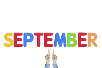 Hands point to wording 