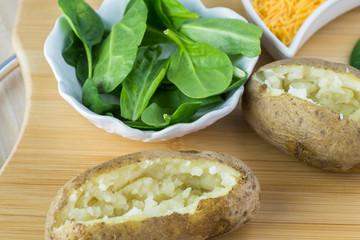 Ingredients for loaded baked potatoes.