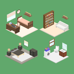 Interior office room vector flat design