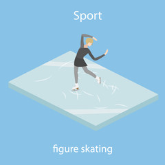 Figure skater in ice vector illustration isometric