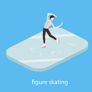 Figure skater in ice vector illustration isometric