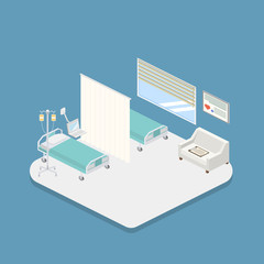 Isometric hospital design interior vector illustration