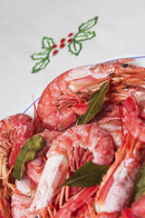 Prawns on the table plate