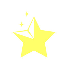 Bright shiny gold star, isolated vector icon