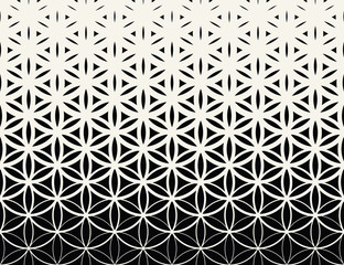 Abstract sacred geometry black and white gradient flower of life halftone  pattern - obrazy, fototapety, plakaty