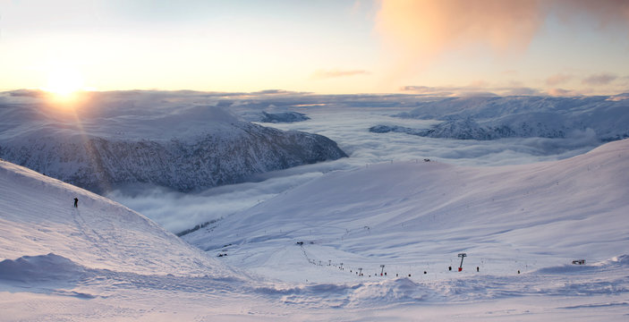 Myrkdalen ski resort panorama - Powered by Adobe