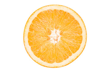 The pulp of an orange on a white background