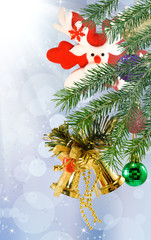 beautiful christmas balls on the christmas tree closeup