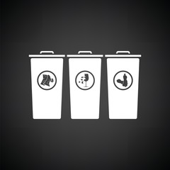 Garbage containers with separated trash icon