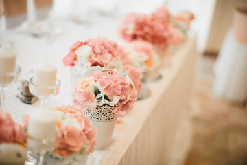 Flower wedding decoration on the table