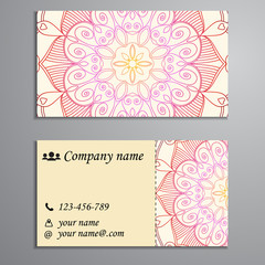 Invitation, business card or banner with text template. Round fl