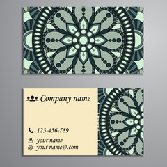 Invitation, business card or banner with text template. Round fl