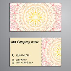 Invitation, business card or banner with text template. Round fl