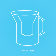 Tap water filter icon. Drink and home water purification filters. Vector water filter icon. Pitcher water filter vector icon