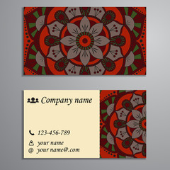 Invitation, business card or banner with text template. Round fl