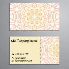 Invitation, business card or banner with text template. Round fl