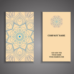 Invitation, business card or banner with text template. Round fl