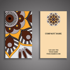 Invitation, business card or banner with text template. Round fl