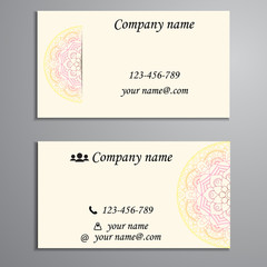 Fototapeta premium Invitation, business card or banner with text template. Round fl