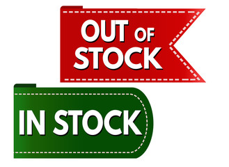 In stock and out of stock sign or stamp