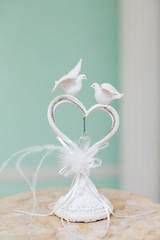 wedding decoration heart with two white doves.