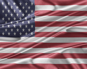 United States flag with a glossy silk texture.