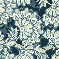Fototapeta na wymiar vintage pattern in indian batik style. floral background